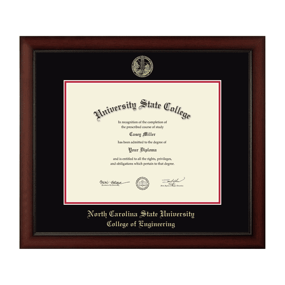 Framerly - NCSU Engineering Diploma Frame with Black and Red Mat