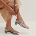 thumbnail image 4 of XYD Women Minimalist Open Square Toe Thong Sandals Buckled Backstrap Chunky Low Heels Casual Dress Summer Shoes Size 15.5 Aqua, 4 of 4