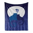 thumbnail image 1 of Fence Soft Flannel Fleece Throw Blanket, Cats in Love Watching Full Moon at Night Valentines Romantic Cartoon, Cozy Plush for Indoor and Outdoor Use, 60" x 80", Indigo Cobalt Blue White, by Ambesonne, 1 of 6