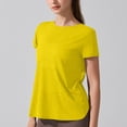 thumbnail image 5 of Yoga Workout Short Sleeve Tees for Women Crewneck Ruched Back Cutout Loose Tunic Tops Lightweight Quick Dry Athletic Shirts Activewear Yellow, 5 of 7