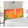 thumbnail image 2 of Diamond Headboard, Pop Art Diamond Sun Rays Beams Shady Stripes Nature Rainbow Design Groovy Graphic, Upholstered Decorative Metal Bed Headboard with Memory Foam, Twin Size, Orange Red, by Ambesonne, 2 of 4