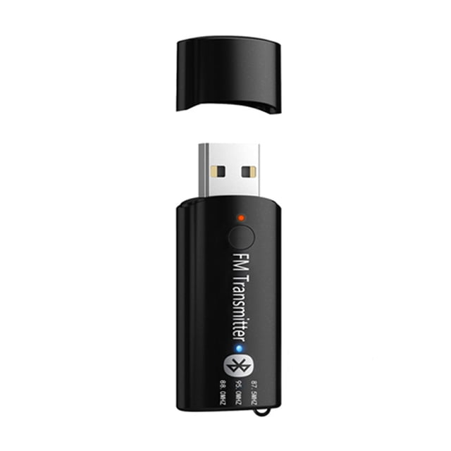 Riwesomey USB Bluetooth 5.0 Adaptador de transmisor de audio para automóvil Radio Reproductor de música MP3 inalámbrico con micrófono negro / blanco Paneles de instrumentos para automóviles negro