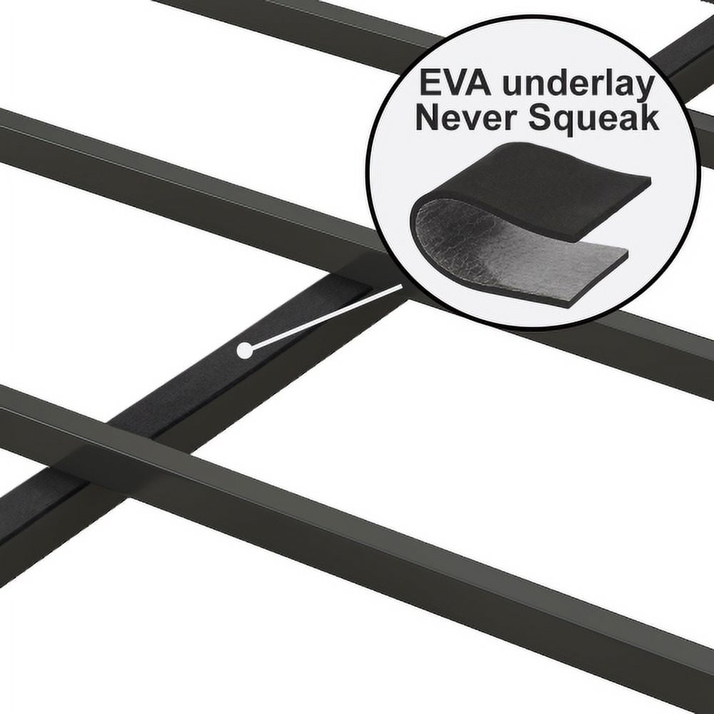 US Queen Size Bed Frame Charging Station Upholstered Headboard Metal Platform
