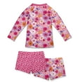 thumbnail image 2 of Millie Loves Lily Girls Fucshia Floral Long Sleeve Rashguard Set, UPF 50+, Big Girls, Size 10, 3-PCS, 2 of 3