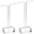 thumbnail image 1 of uxcell T Bar Earring Display Stand, 1Set 4"/5" Height Acrylic Earrings Display Holder Jewelry Storage Rack Organizer for Store Retail Photography Props (Clear 2Pcs), 1 of 6