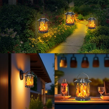 

Gogusuu Clearance Sale Solar Courtyard Light Outdoor 28LED Flame Lantern Hollow Out Light Wall Light Ground Inserted