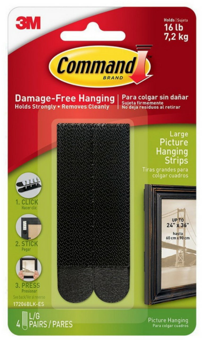 4 Pack Command DamageFree Hanging Large Black Picture Hanging Strips