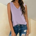 thumbnail image 2 of Women's Sleeveless V-Neck Tank Top - 2025 Summer Loose Fit Flowy Casual Vest | Yubnlvae | Women's Sleeveless T Shirt Print Vest 2025 Loose Casual V Neck Shirt (Purple | S), 2 of 5