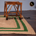thumbnail image 4 of Jaipur Art And Craft Jute Beige with Green Border Carpet Rectangle Rectangle Area Rug (6x9 Sq ft), 4 of 7