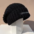 thumbnail image 6 of Casual Women Men Soft Solid Color Winter Warm Slouchy Bonnet Ski Hats Knit Cap Woolen Hat BLACK, 6 of 8