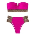 thumbnail image 1 of Traje de baño de bikini bandeau sin tirantes con abertura y anillo en O para mujer, 1 of 7