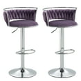 thumbnail image 3 of UIXE 360° Swivel Bar Stools Velvet Upholstered Adjustable Bar Chairs Set of 2 Silver Metal Barstool with Back & Footrest for Home and Kitchen, Purple, 3 of 6