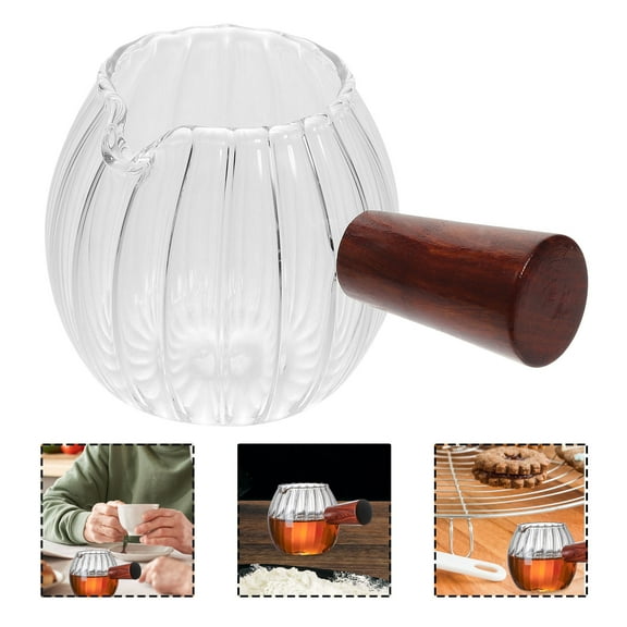 TAILTOSS Glass Milk Pitcher Transparent Small Pitcher 1Pack 3.54x1.97x1.97in