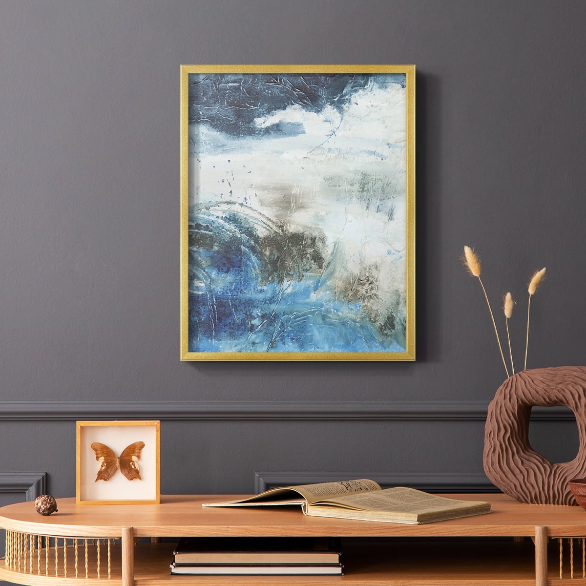 Coastal Seas I Framed Print in Gold Solid Wood Framed Print No Nail Hanging
