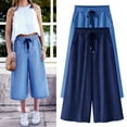 thumbnail image 3 of Cmfcve Women's Light Weight Summer Pants ,Elastic Waist Wide Leg with Pockets Capri Pants, 3 of 4