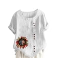 thumbnail image 1 of Vestidos Casuales Para Mujer, Blusas De Mujer De Moda Blusa informal de lino con botones y manga corta estampada para mujer, 1 of 4