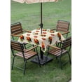 thumbnail image 3 of Cute Ladybugs Outdoor Tablecloth - 54x54 Inch Square Dining Table Cover, Spring Botanical Leaves Beige Waterproof Outdoor Table Cloth with Umbrella Hole & Zipper for Picnic/Patio/Party, 3 of 7