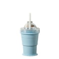 thumbnail image 2 of 16oz Collapsible Silicone Cup with Straw & Ice Ball Mold, 2-in-1 Portable Folding Water Bottle, Food-Grade Reusable Travel Cup for Summer Iced Drinks, Camping, Party & Commuting( Blue ), 2 of 7