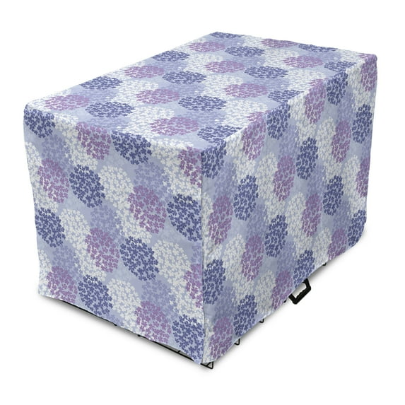 Floral Dog Crate Cover, Illustration of Hydrangea Flowers, Easy to Use Pet Kennel Cover Small Dogs Puppies Kittens, 7 Sizes, Ceil Blue Mauve Lavender, by Ambesonne