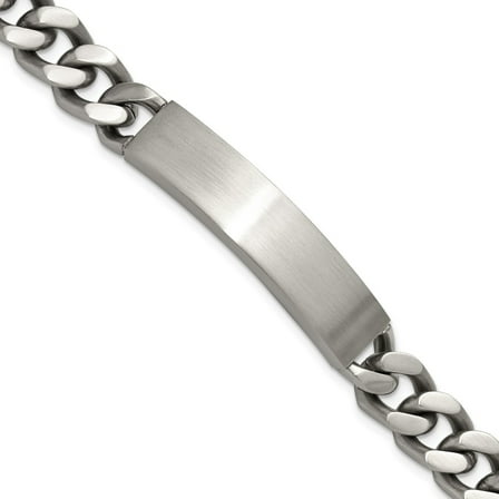 Diamond2Deal Stainless Steel Brushed and Polished Curb Link ID Bracelet for Men 8.5"