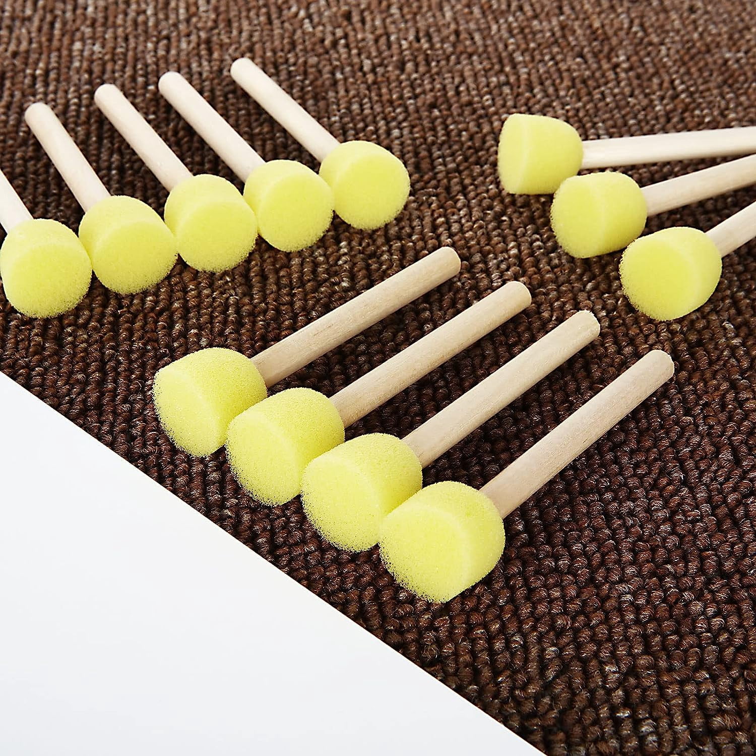 100Pack 0.8Inch Round Sponge Foam Brush Set, Wooden Handle Round Sponge Brushes for Painting, Sponge Foam Brush for Kids DIY Painting Crafts