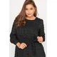 thumbnail image 3 of Vestido de fiesta elegante de manga larga para mujer, vestido de noche Formal negro con cintura anudada, Midi escalonado, talla grande, 6XL, 7XL, 3 of 7