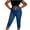 Blue, variant on Qiopertar Women's Casual Stretch Pants High Waisted Slim Fit Capri Jeggings with Pockets Imitation Denim Printed Elastic Waist Comfortable Walking Pants, Khaki L