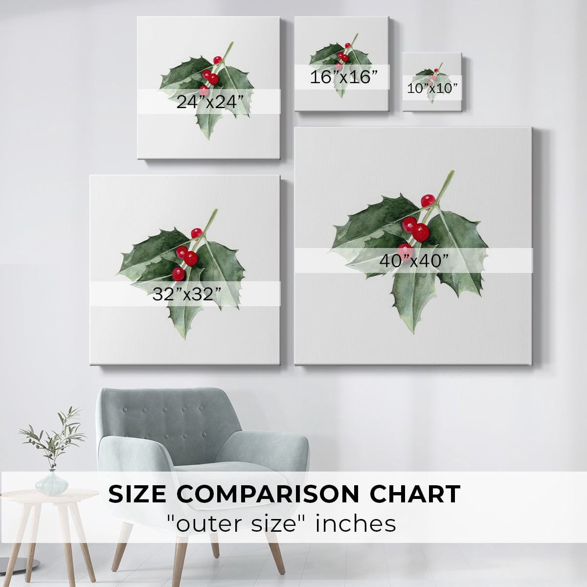 Christmas Holly II- Gallery Wrapped Canvas