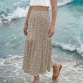 thumbnail image 6 of Women's Smocked High Waist Maxi Skirt Casual Long Skirts with Pockets, 6 of 9