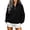 Black, variant on Women's Soft Fleece Lined Half Zip Sweatshirt Oversized Stand Collar Long Sleeve Pullover Tops Casual Fall Winter Street Outerwear White