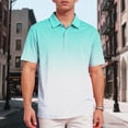 thumbnail image 2 of NOLDARES Mens Ribbed Polo Shirt Textured Knit Short Sleeve Casual Golf Beach Vacation Tops(Mint Green,2XL), 2 of 6