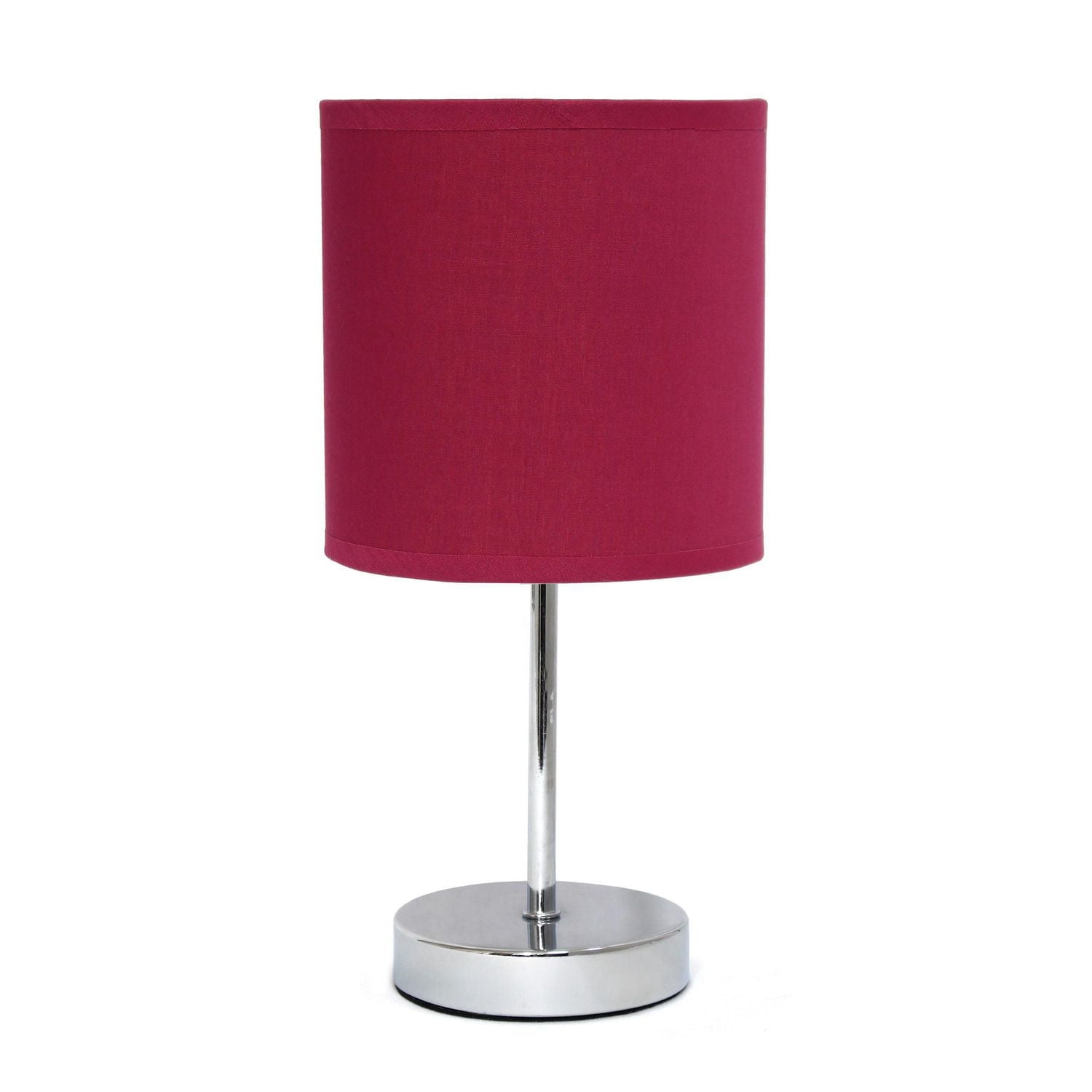 Simple Designs Chrome Mini Basic Table Lamp with Fabric Shade