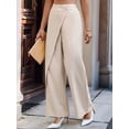 thumbnail image 4 of Women's High Waist Wide Leg Elegant Wrap Front Waisted Suit Trousers Pants Color M, 4 of 8