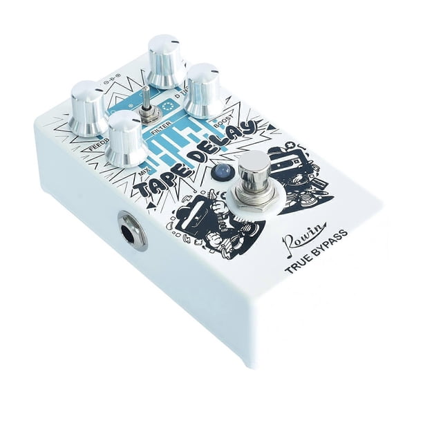 Rowin RE-01 TAPE DELAY Digital Delay Guitar Effect Pedal with Feedback Time Mix Boost 4 Control Knobs Filter Modulation True Bypass Full Metal Shell