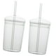 thumbnail image 2 of Cool Glass Cups 2 Set Drinking Glasses For Drinking Transparent Glass With Straw, 2 of 5