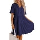 thumbnail image 2 of Vestido casual Dokotoo para mujer, cuello en V, manga corta, azul marino, talla M, 2 of 4