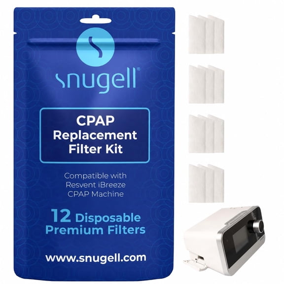 Snugell Resvent iBreeze CPAP Filters –12 Pack – Ultra-Fine, Durable, Travel-Friendly & Ideal for Home Use– Replace Bi-Weekly for Consistent Filtration and Optimal CPAP Machine Performance