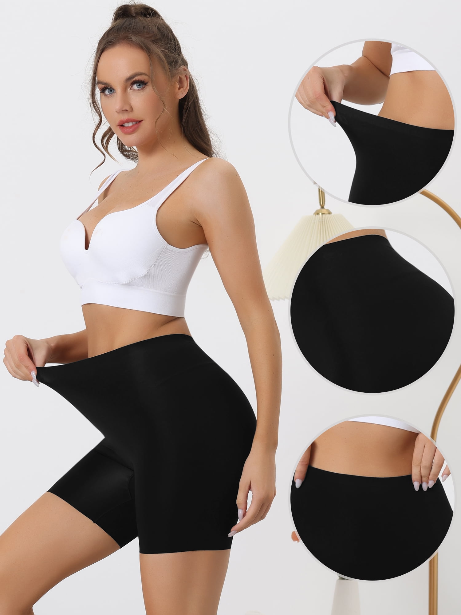 Unique Bargains Women's Tummy Control Shapewear Panties Shorts Boyshorts Shaper Medium Black