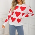 thumbnail image 6 of Qetyuw Womens Fall Drop Shoulder Sweaters Cute Heart Print Long Sleeve Chunky Jumper Casual Loose Fit Sweater, 6 of 9