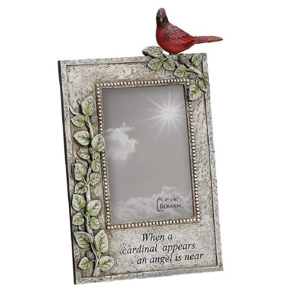 Roman 13231 Cardinal Memorial Frame, 11-inch Height, Resin and Stone