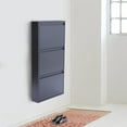 thumbnail image 3 of Miumaeov 3 Drawer Shoe Storage Cabinet - Wall Mounted & No-Assembly Metal Shoe Cabinet for Entryway, Hallway, and Corridor, Holds 9 Pair Shoes (Grey), 3 of 13