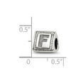 thumbnail image 2 of 925 Sterling Silver Polished Oxidized Reflections Letter Name Personalized Monogram Initial F Triangle Block Bead Charm, 2 of 2