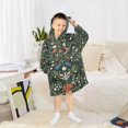 thumbnail image 6 of FORMRS Wearable Blanket Hoodie with Sleeves for Kids Cozy Flannel Sweatshirt, Green Flowers Pattern, 6 of 7