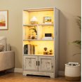 thumbnail image 6 of Modern Bookcase with Doors White Bookshelf with LED Lights 3 Shelf Standing Bookshelves Large Display Shelf Unique Book Shelf for Bedroom, Living Room, Home Office, 6 of 7