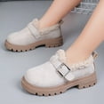 thumbnail image 3 of Dakaela Girl's Loafers Slip on Round Toe Chunky Platform Oxford Fleece Lined Winter School Uniform Dress Shoes for Toddler Little Big Kid White 3, 3 of 7
