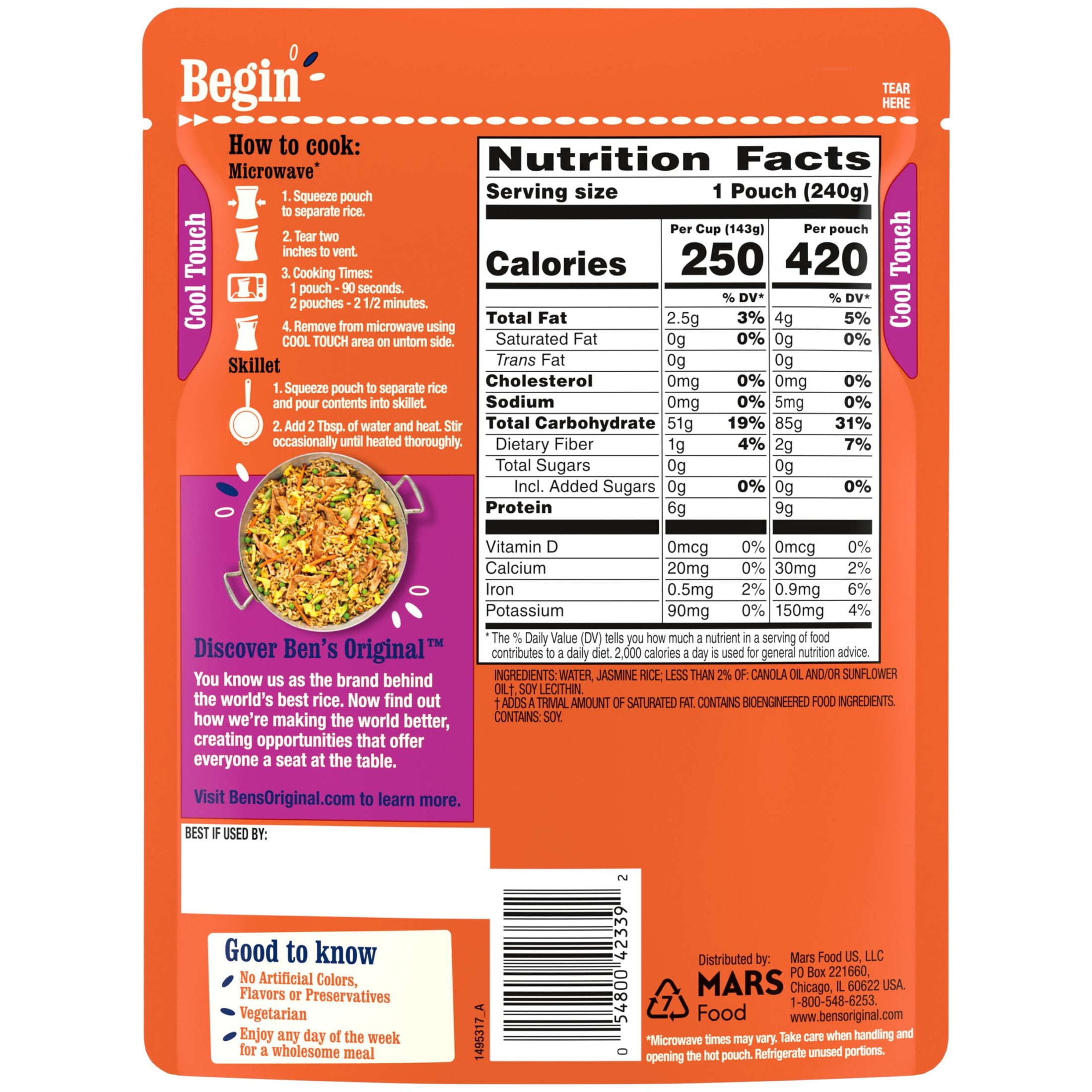 (12 pack) Ben's Original Ready Rice Jasmine Rice, Easy Dinner Side, 8.5 Ounce Pouch