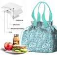 thumbnail image 4 of Pioneer Flower Floral Print Pattern Drawstring Lunch Bag Women - Drawstring Lunch Bag Insulated for Work Office - Stain-Resistant Large Lunchbags for Women with Multi-Pockets, 4 of 6