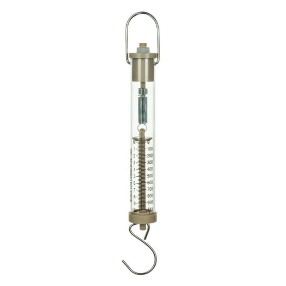 Newton Force Meter Spring Scale - Max Capacity 10N, 1 kg, Dual Scale Labeled.