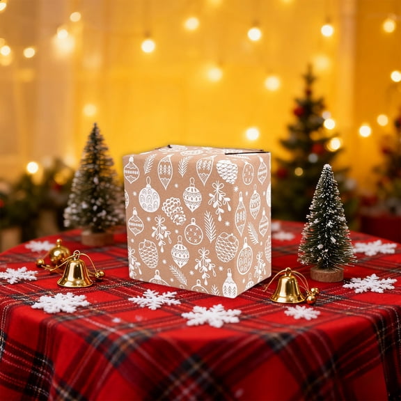 DAMAI Christmas Vintage Brown Kraft Gift Wrapping Paper, Coquette Bowknot Gift Wrap Paper for Christmas Winter Valentine's Day, Birthday, Wedding, Anniversary, 17 Inch X 9.8 Feet