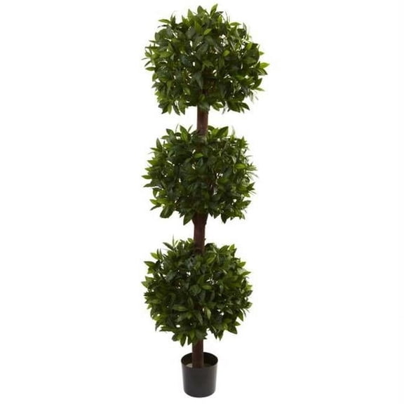 Silk Plant Nearly Natural 6.5" Sweet Bay Triple Ball Topiary
